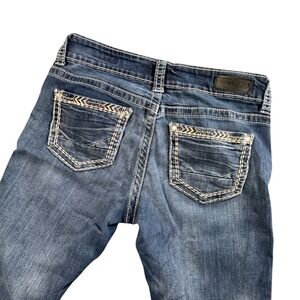 Daytrip Virgo Bootcut Jeans Women 30R Y2K Boho Western Indie Embellished Raw Hem